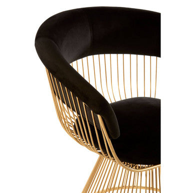 Orsina Vogue Black Velvet Accent Chair with Gold Finish – Art Deco