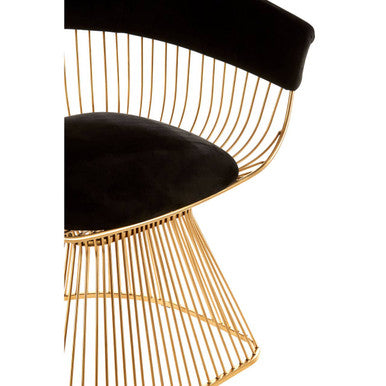 Orsina Vogue Black Velvet Accent Chair with Gold Finish – Art Deco