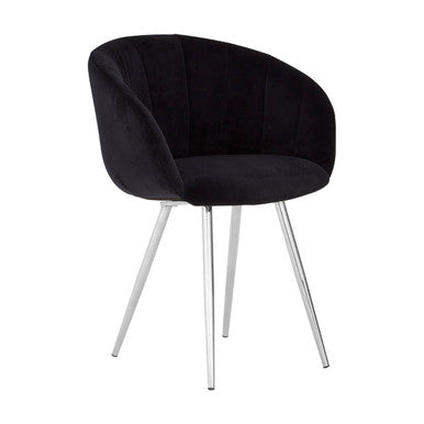 Orsina Vogue Velvet Dining Chair | Black and Silver Tufted Seating