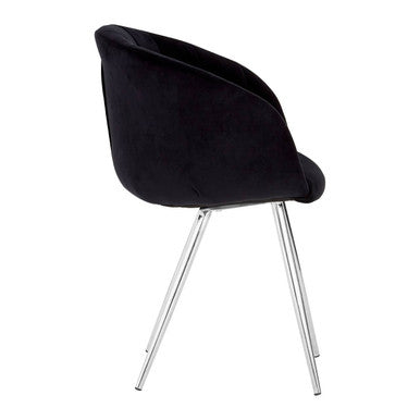 Orsina Vogue Velvet Dining Chair | Black and Silver Tufted Seating