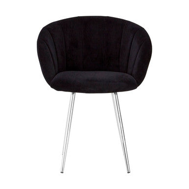 Orsina Vogue Velvet Dining Chair | Black and Silver Tufted Seating