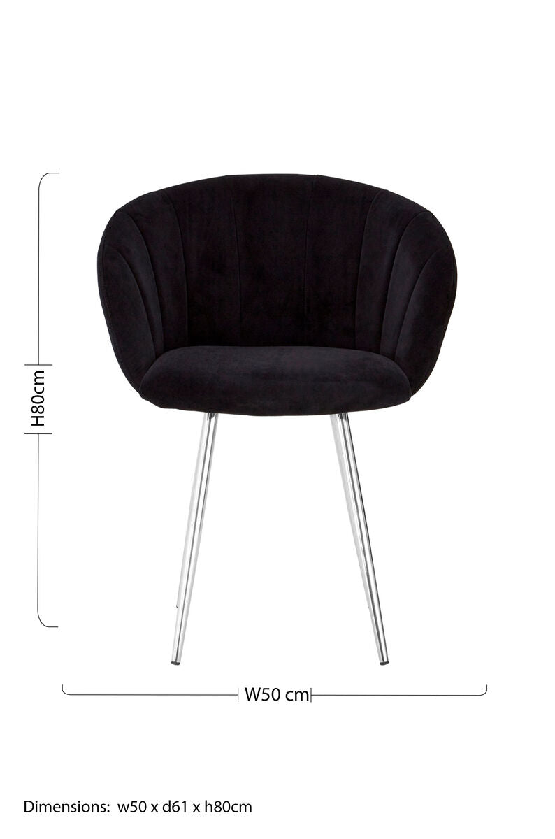 Orsina Vogue Velvet Dining Chair | Black and Silver Tufted Seating