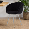Orsina Vogue Velvet Dining Chair | Black and Silver Tufted Seating