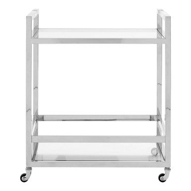 Orsina Vogue 2-Tier Drinks Trolley – Clear Tempered Glass Bar Cart
