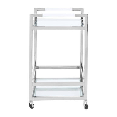 Orsina Vogue 2-Tier Drinks Trolley – Clear Tempered Glass Bar Cart