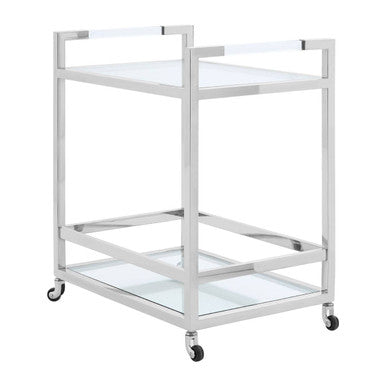 Orsina Vogue 2-Tier Drinks Trolley – Clear Tempered Glass Bar Cart