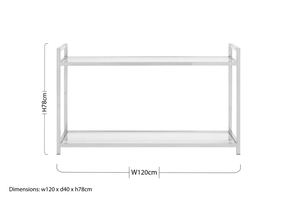 Orsina Vogue 2-Tier Console Table – Stainless Steel & Tempered Glass