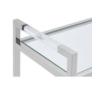 Orsina Vogue 2-Tier Console Table – Stainless Steel & Tempered Glass