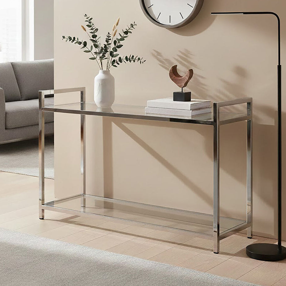 Orsina Vogue 2-Tier Console Table – Stainless Steel & Tempered Glass