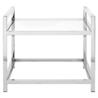 Orsina Vogue 2-Tier Glass End Table – Polished Silver Stainless Steel
