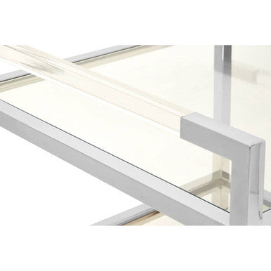 Orsina Vogue 2-Tier Glass End Table – Polished Silver Stainless Steel