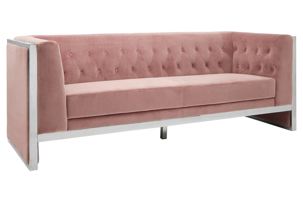 Orsina Vogue 3-Seater Pink Velvet Sofa – Modern Tufted Couch