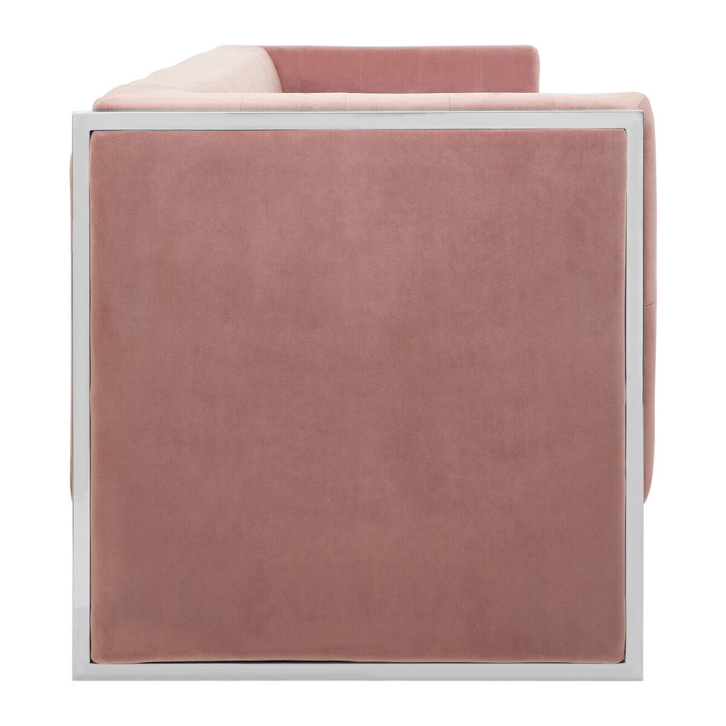 Orsina Vogue 3-Seater Pink Velvet Sofa – Modern Tufted Couch