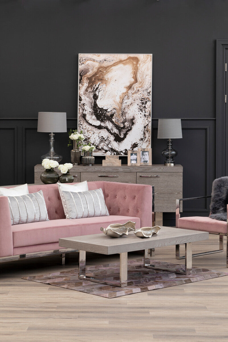 Orsina Vogue 3-Seater Pink Velvet Sofa – Modern Tufted Couch