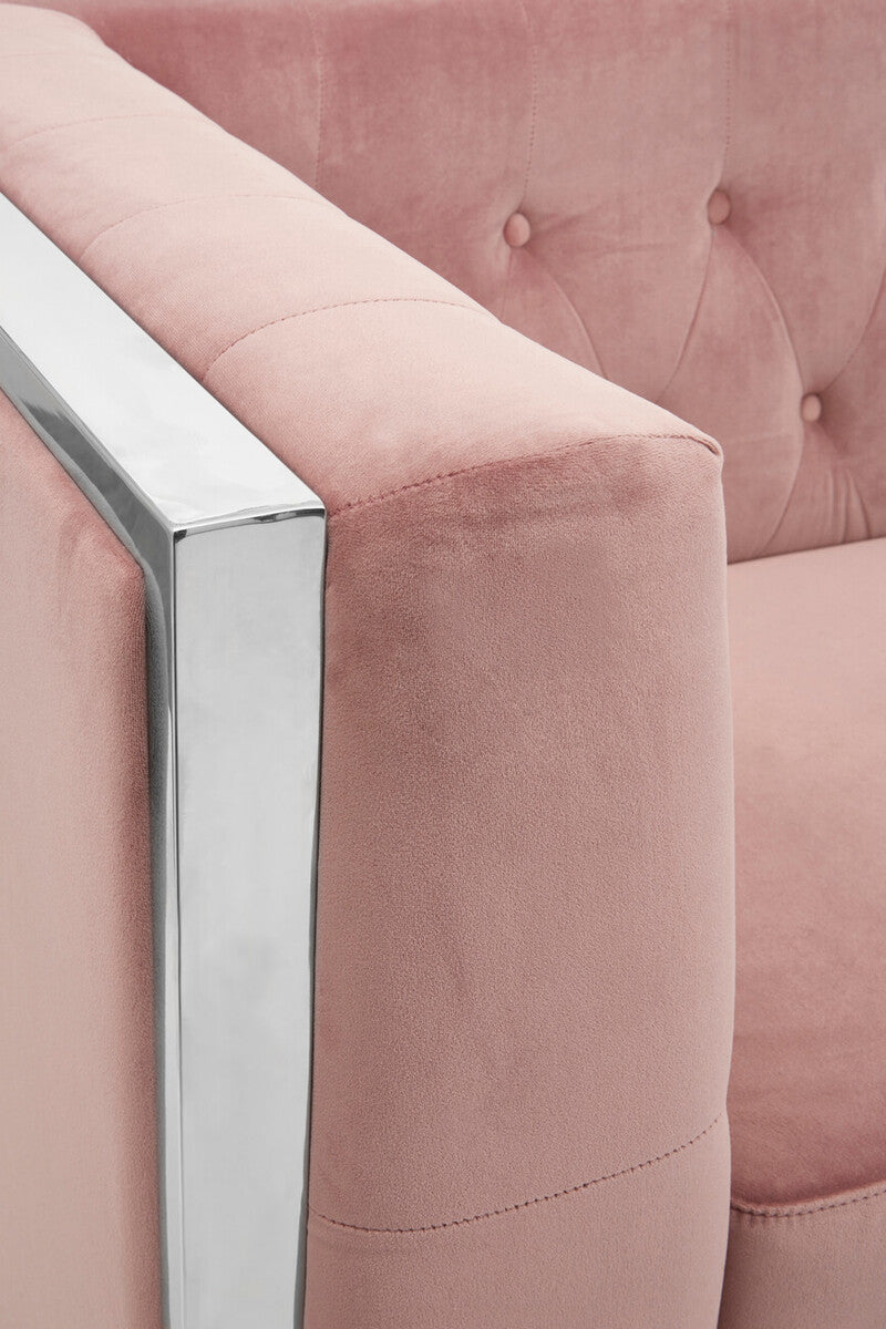 Orsina Vogue 3-Seater Pink Velvet Sofa – Modern Tufted Couch