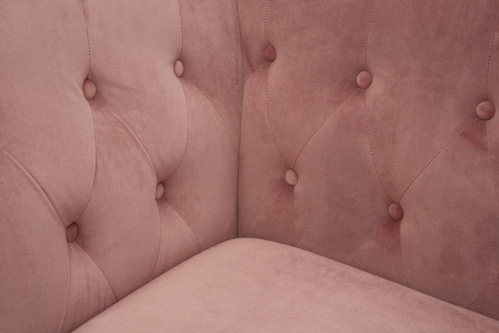 Orsina Vogue 3-Seater Pink Velvet Sofa – Modern Tufted Couch