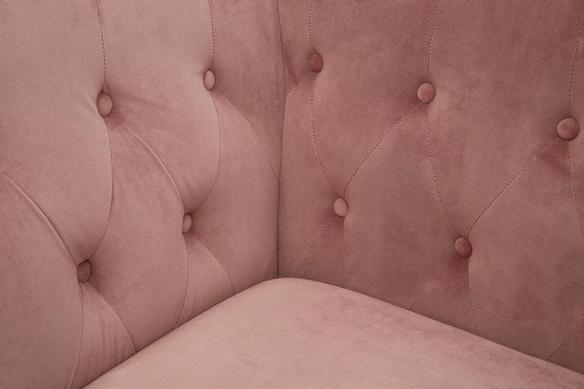 Orsina Vogue 3-Seater Pink Velvet Sofa – Modern Tufted Couch