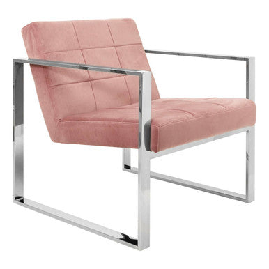 Orsina Vogue Pink Velvet Lounge Chair – Tufted Modern Accent Seat