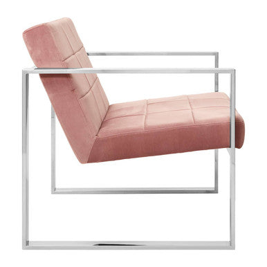 Orsina Vogue Pink Velvet Lounge Chair – Tufted Modern Accent Seat