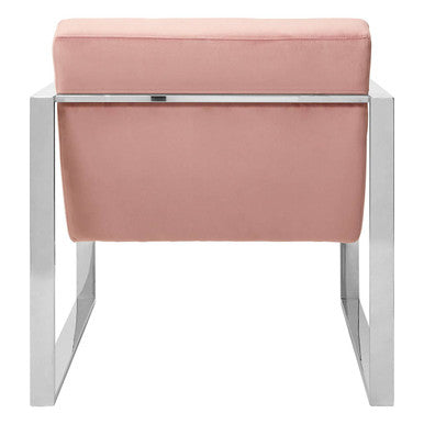 Orsina Vogue Pink Velvet Lounge Chair – Tufted Modern Accent Seat