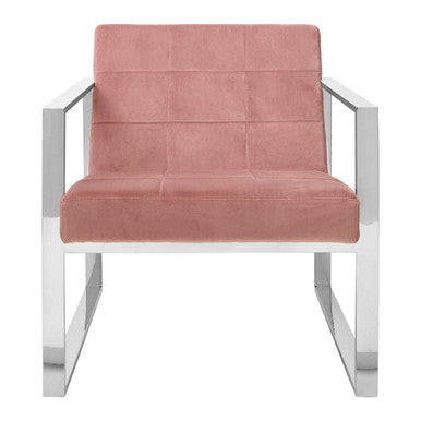 Orsina Vogue Pink Velvet Lounge Chair – Tufted Modern Accent Seat