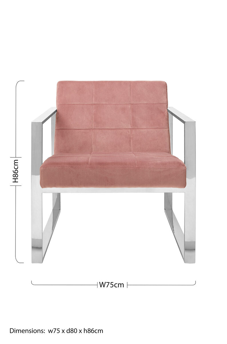 Orsina Vogue Pink Velvet Lounge Chair – Tufted Modern Accent Seat