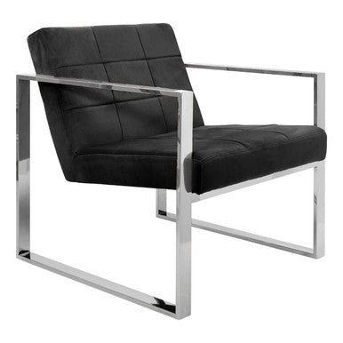 Orsina Vogue Black Velvet Lounge Chair – Modern Tufted Accent Seating
