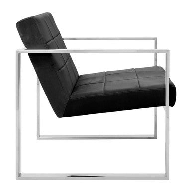 Orsina Vogue Black Velvet Lounge Chair – Modern Tufted Accent Seating