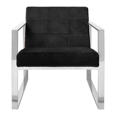 Orsina Vogue Black Velvet Lounge Chair – Modern Tufted Accent Seating