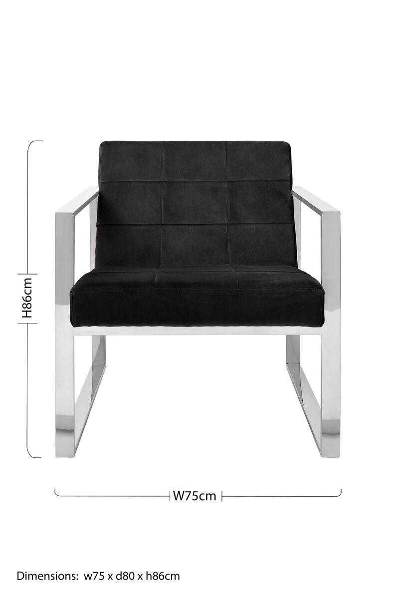 Orsina Vogue Black Velvet Lounge Chair – Modern Tufted Accent Seating