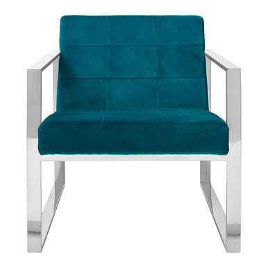 Orsina Vogue Teal Velvet Lounge Chair – Tufted Modern Accent Seat