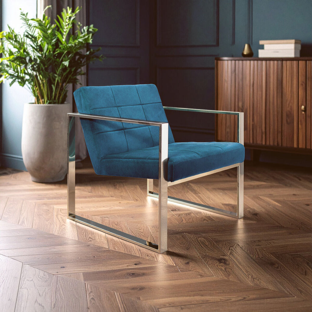 Orsina Vogue Teal Velvet Lounge Chair – Tufted Modern Accent Seat