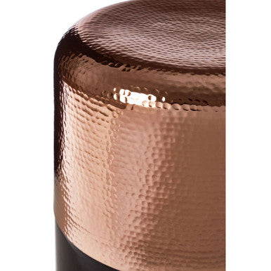 Orsina Margot Side Table – Black Glass & Hammered Copper Accent