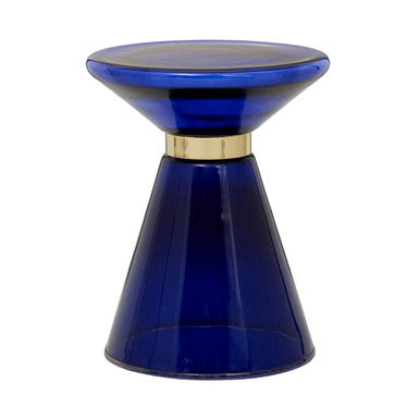 Orsina Martini Blue Glass Hourglass Side Table | Gold Steel Ring