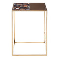 Orsina Vita Square Agate Stone Side Table with Gold Steel Base