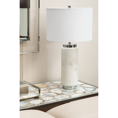 Orsina Vita White Agate Console Table | Polished Stainless Steel