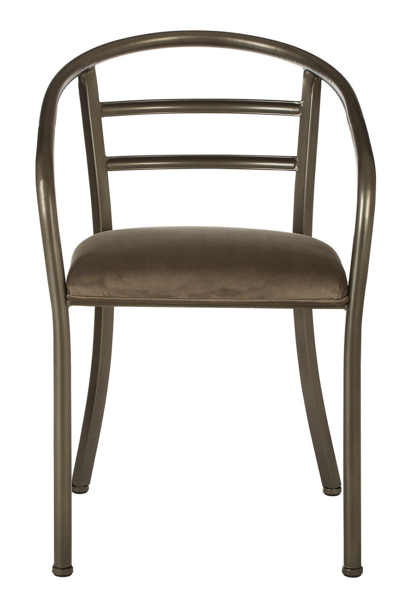 Orsina New Foundry Curved Dining Chair – Industrial Metal Upholstered Seat