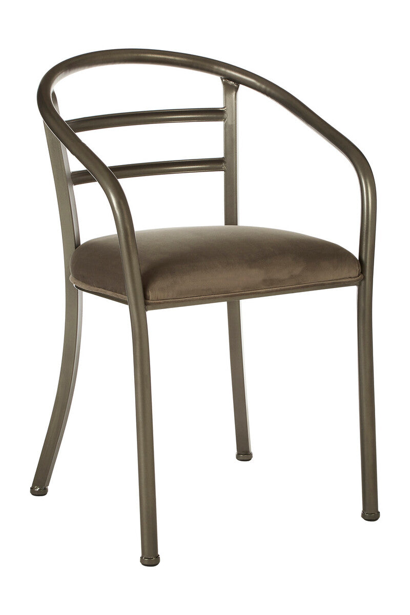 Orsina New Foundry Curved Dining Chair – Industrial Metal Upholstered Seat