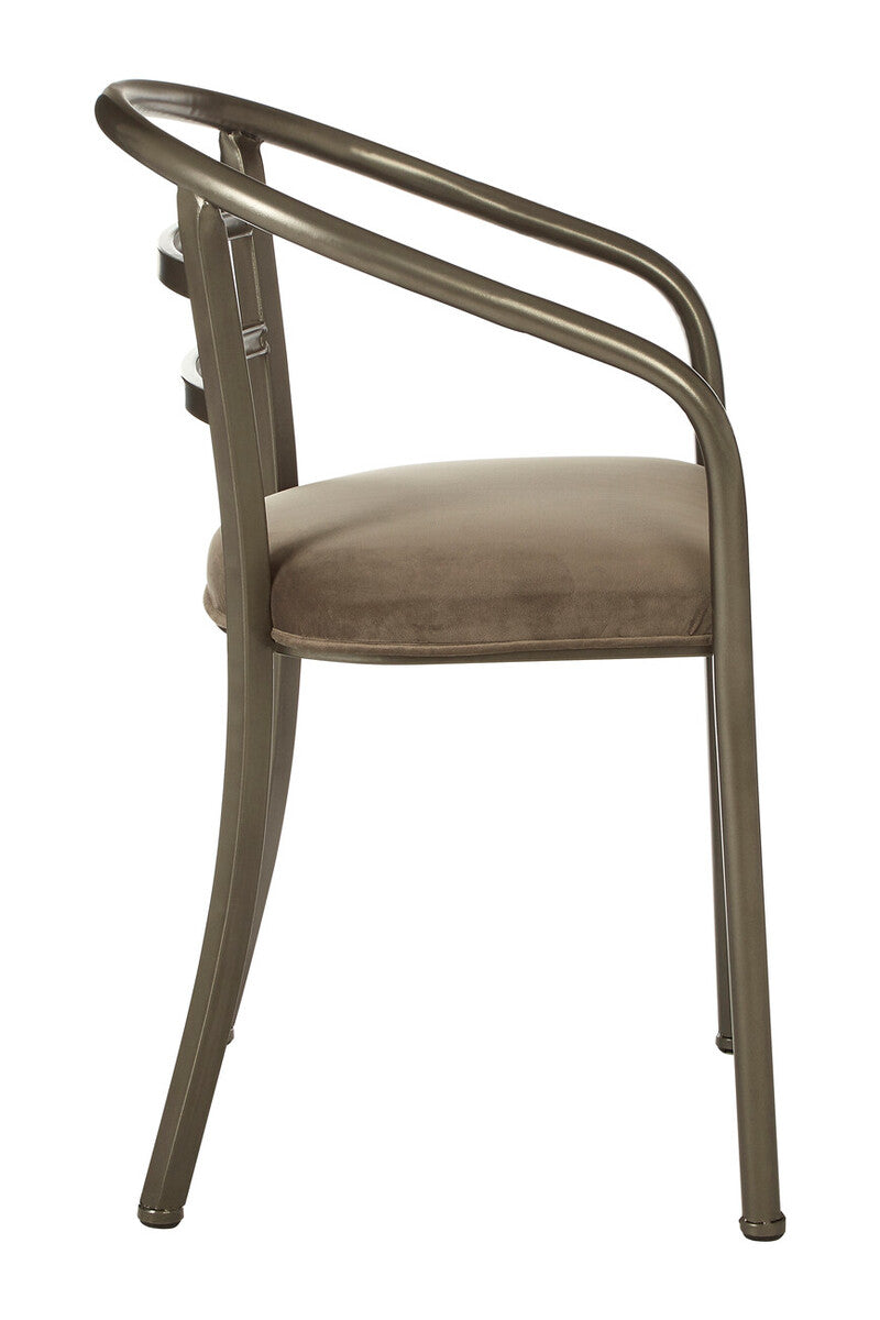 Orsina New Foundry Curved Dining Chair – Industrial Metal Upholstered Seat