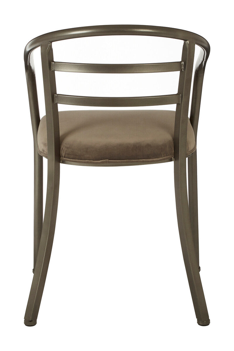 Orsina New Foundry Curved Dining Chair – Industrial Metal Upholstered Seat