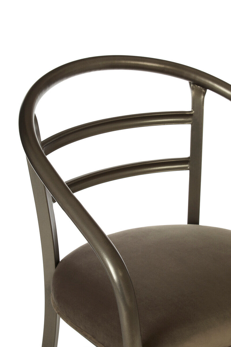 Orsina New Foundry Curved Dining Chair – Industrial Metal Upholstered Seat