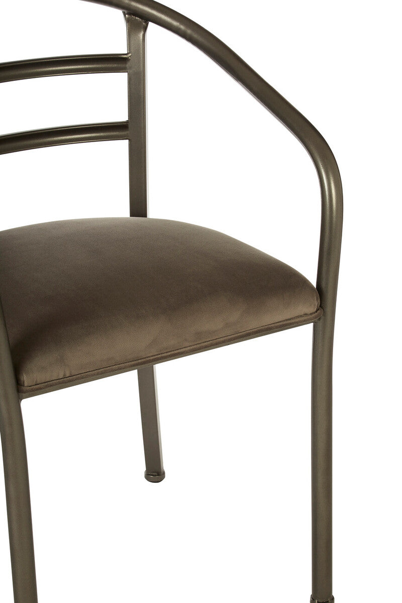 Orsina New Foundry Curved Dining Chair – Industrial Metal Upholstered Seat