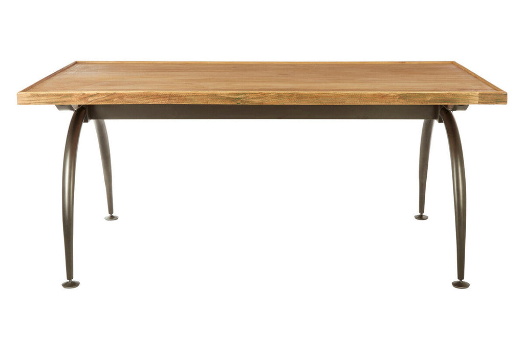 Orsina New Foundry Dining Table – Natural Elm Wood with Arched Metal Legs