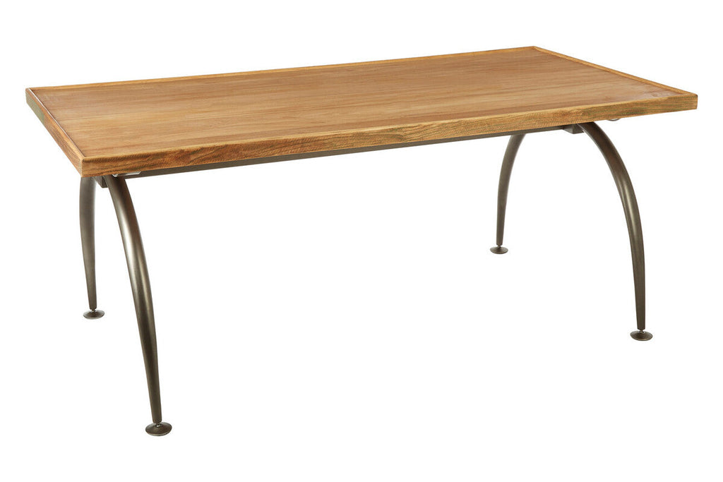Orsina New Foundry Dining Table – Natural Elm Wood with Arched Metal Legs