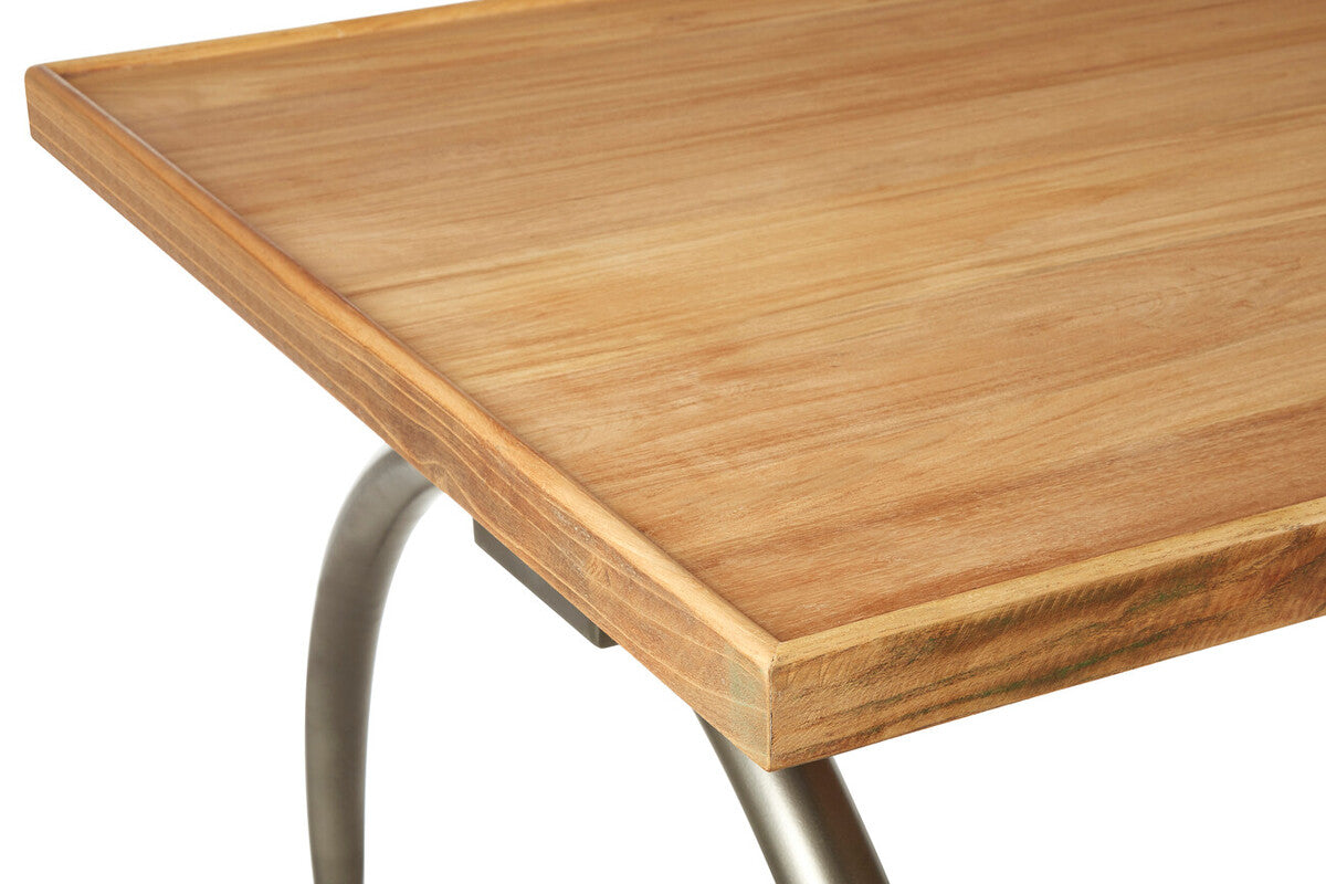 Orsina New Foundry Dining Table – Natural Elm Wood with Arched Metal Legs