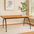 Orsina New Foundry Dining Table – Natural Elm Wood with Arched Metal Legs