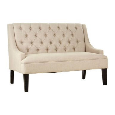 Orsina Doucet High Back Linen Bench – Natural Upholstered Seating