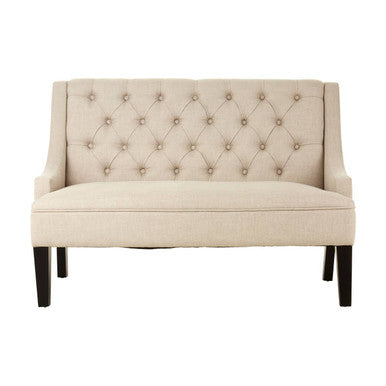 Orsina Doucet High Back Linen Bench – Natural Upholstered Seating