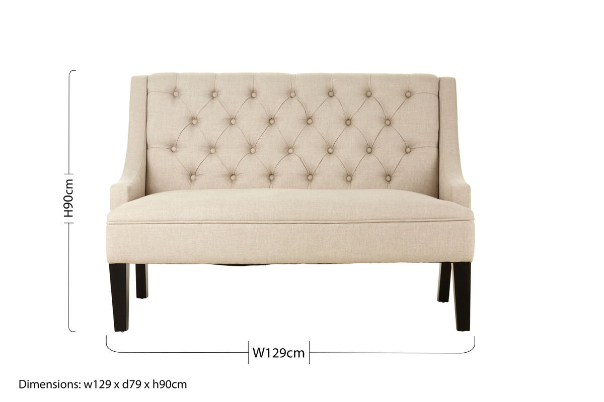 Orsina Doucet High Back Linen Bench – Natural Upholstered Seating