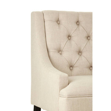Orsina Doucet High Back Linen Bench – Natural Upholstered Seating